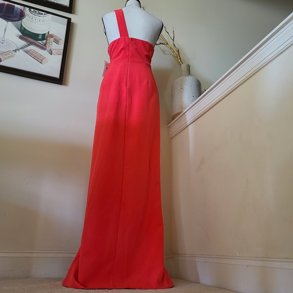 🔥Aidan Mattox Neon Coral Cut-Out Maxi Dress - Picture 9 of 15
